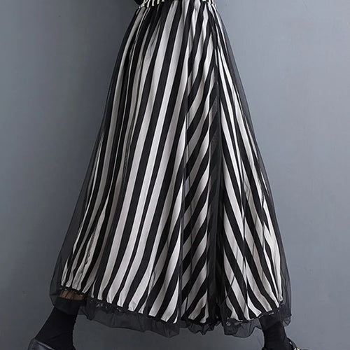 Load image into Gallery viewer, High Elastic Waist Black Dot Printed Mesh Spliced A-line Half-body Skirt Women Fashion Tide New Spring Autumn 2025 1DJ0329
