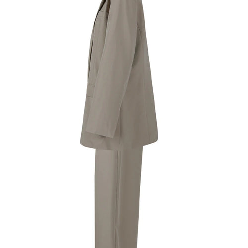 Load image into Gallery viewer, Big Size Khaki Long Blazer Wide Leg Pants Two Piece Suit New Lapel Long Sleeve Women Fashion Tide Spring Autumn 2025
