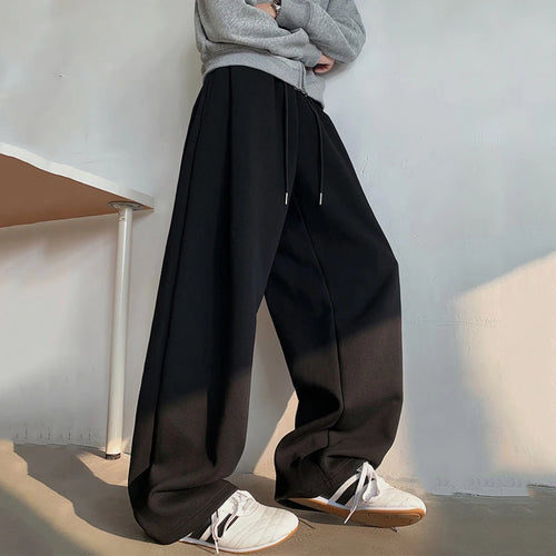 Load image into Gallery viewer, Fleecing Thickened Men&#39;s Casual Trousers Drawstring Solid Pockets High Street Male Straight Wide Leg Pants Winter 9C8923
