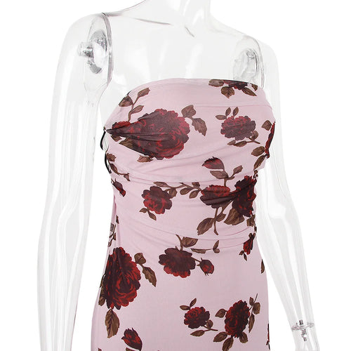 Load image into Gallery viewer, Purple Print Sexy Long Fishtail Dress For Women Robe 2023 New Spaghetti Strap Sleeveless Backless Ruched Maxi Dress
