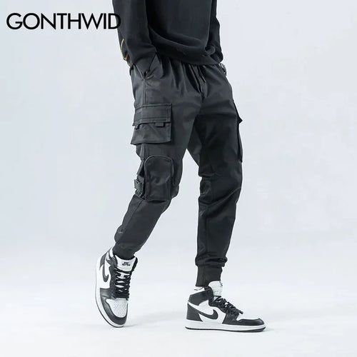 Load image into Gallery viewer, GONTHWID Side Zipper Pockets Cargo Harem Joggers Pants Men 2024 Hip Hop Casual Harajuku Streetwear Sweatpant Trousers Male Pants
