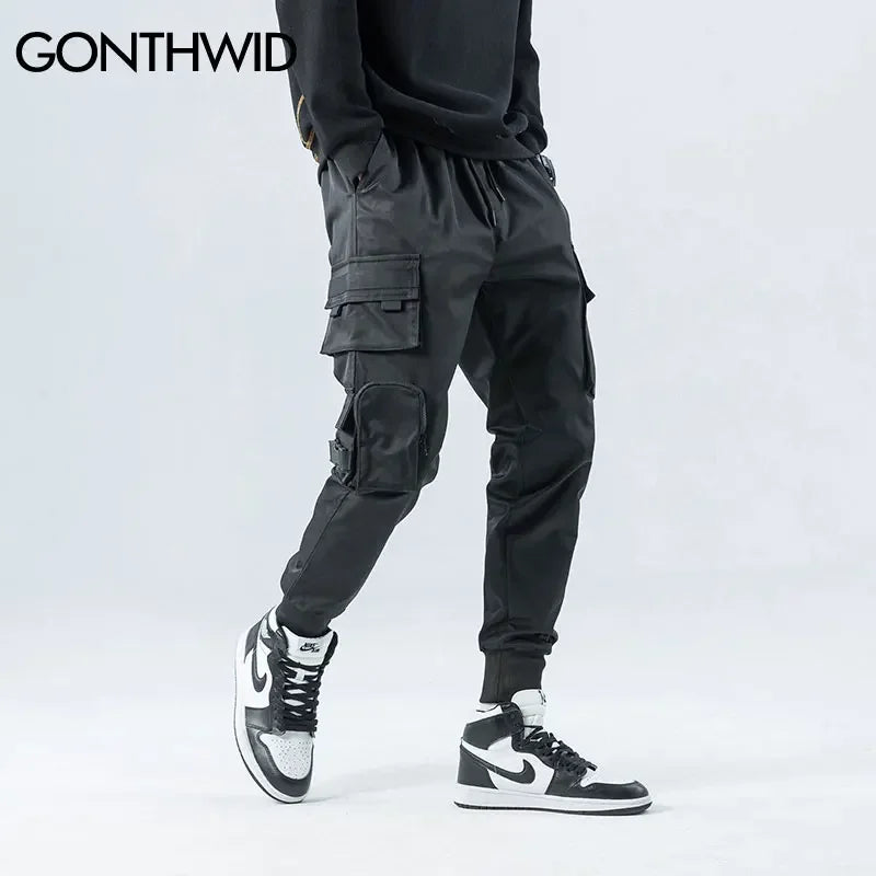 GONTHWID Side Zipper Pockets Cargo Harem Joggers Pants Men 2024 Hip Hop Casual Harajuku Streetwear Sweatpant Trousers Male Pants