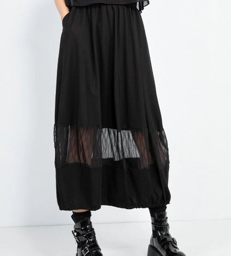 High Elastic Waist Black Mesh Perspective Casual Bud Half-body Skirt Women Fashion Tide New Spring Autumn 2025 1DJ0978