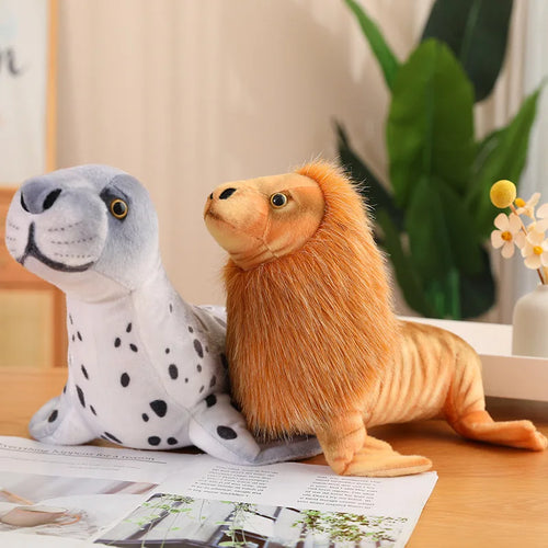 Load image into Gallery viewer, 37/53CM Creative Seal &amp; Sea Lion Plush Toys Heading the Ball Stuffed Soft Simulation Infauna Seal Funny Children&#39;s Decor Gift
