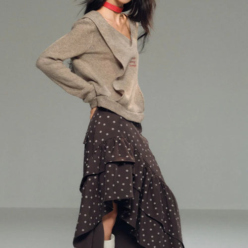 Load image into Gallery viewer, Y2k Aesthetic Fake Two Pieces Pullovers Harajuku Autumn Vintage Grunge Jumpers Letter Embroidery Loose Casual Sweaters Women Top
