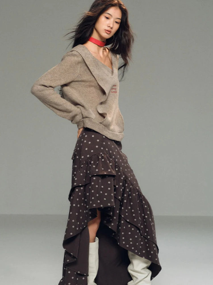 Y2k Aesthetic Fake Two Pieces Pullovers Harajuku Autumn Vintage Grunge Jumpers Letter Embroidery Loose Casual Sweaters Women Top