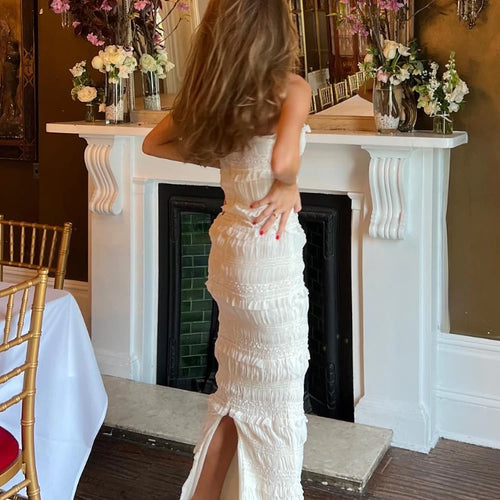 Load image into Gallery viewer, Summer Maxi Spaghettt Strap Wed Bride Dress Elegant Formal Occasion Beige Slim Party Even Dress Women
