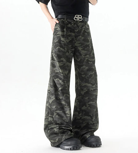Camouflage Printing Casual Pants New American Loose Wide Leg Style Summer Male Handsome Tide Straight Trousers 9W1641