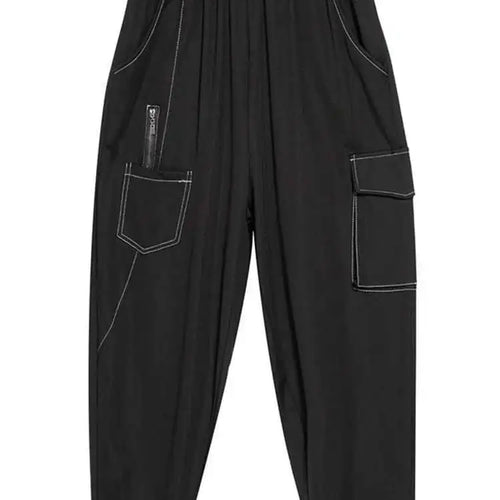 Load image into Gallery viewer, High Elastic Waist Black Color-block Long Harem Pants New Loose Fit Trousers Women Fashion Tide Spring Summer 2025 1DF8821
