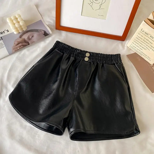 Load image into Gallery viewer, Korean Version New Black Elastic High Waist Short Pant Fashion Brown Khaki Pleated Wide Leg Shorts Autumn Winter Versatile Trend
