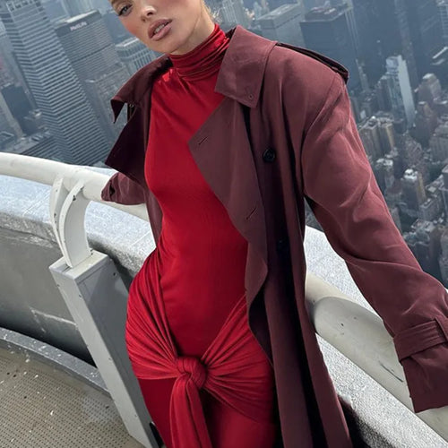 Load image into Gallery viewer, Turtleneck Long Sleeve Maxi Dress For Women Fashion Irregular Bodycon Long Dress Femme Temperament Evening Dress
