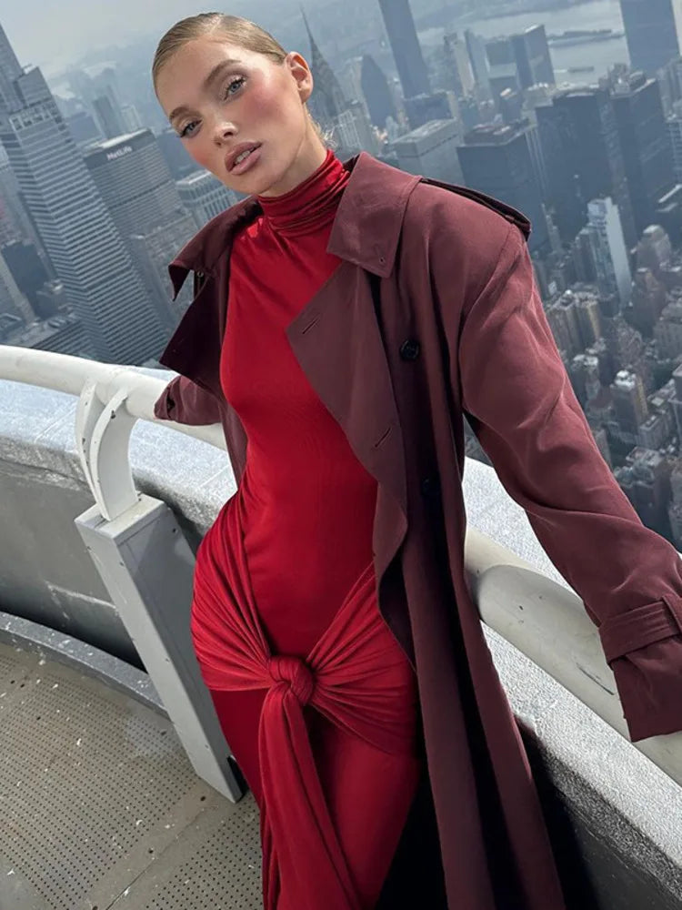 Turtleneck Long Sleeve Maxi Dress For Women Fashion Irregular Bodycon Long Dress Femme Temperament Evening Dress