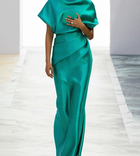 Womans Summer Maxi Dresses Loose Green Short Sleeves Original Creation Party Evening Prom Dresses Women 2025 Summer New