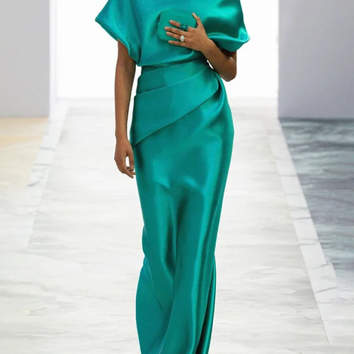 Load image into Gallery viewer, Womans Summer Maxi Dresses Loose Green Short Sleeves Original Creation Party Evening Prom Dresses Women 2025 Summer New
