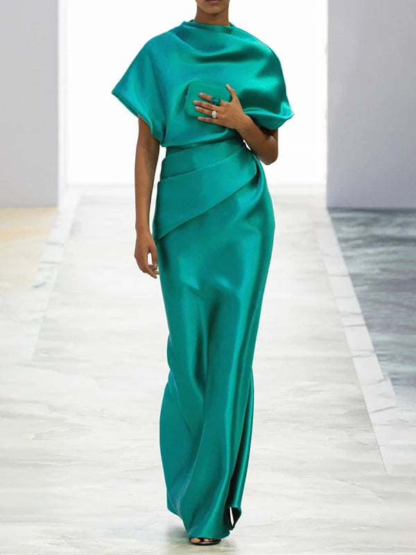 Womans Summer Maxi Dresses Loose Green Short Sleeves Original Creation Party Evening Prom Dresses Women 2025 Summer New