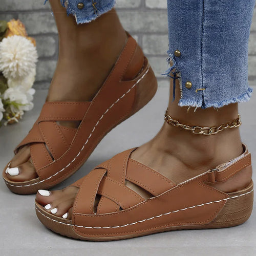 Load image into Gallery viewer, Women&#39;s Sandals Casual Heels Sandals For Summer Shoes Woman Wedges Heeled Sandalias De Mujer Lightweight Summer Footwear Women
