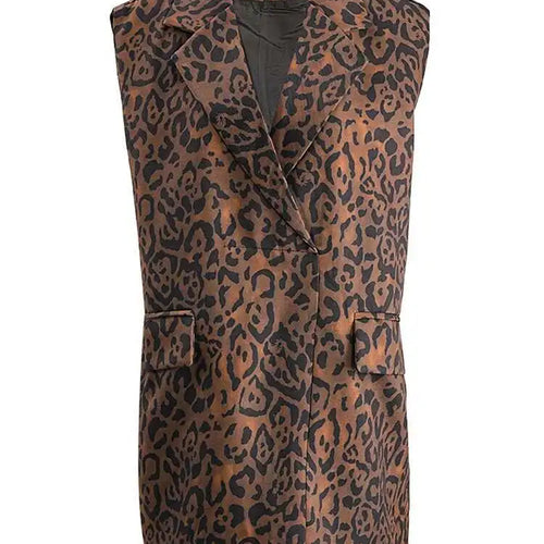 Load image into Gallery viewer, Women Leopard Print Big Size Casual Vintage Mini Vest Dress New Lapel Sleeveless Fashion Tide Spring Autumn 2025 1DH5205

