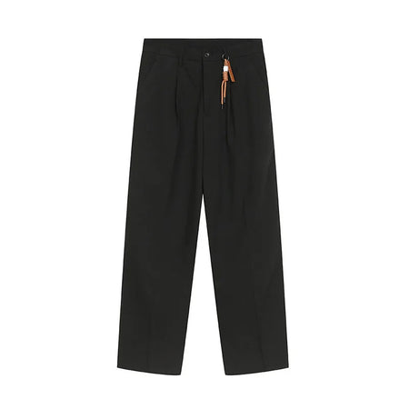 Suit Pants French Style Loose Straight Leg Casual Solid Color Zipper Pocket Male Trousers summer Loose 9C5254
