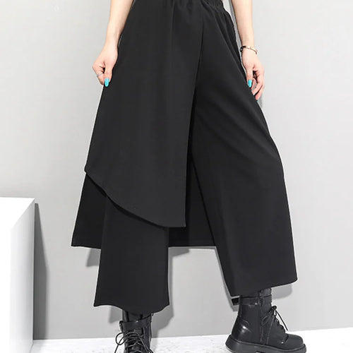 Load image into Gallery viewer, High Elastic Waist Black Irregular Long Wide Leg Trousers New Loose Fit Pants Women Fashion Tide Spring Autumn 2025 1Z289
