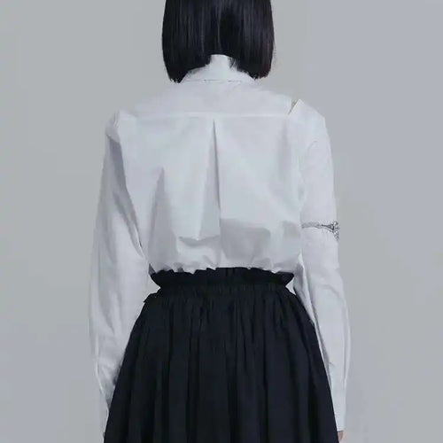 Load image into Gallery viewer, Women Off Shoulder Buckle Big Size Blouse New Lapel Long Sleeve Loose Fit Shirt Fashion Tide Spring Autumn 2025 1DE6580
