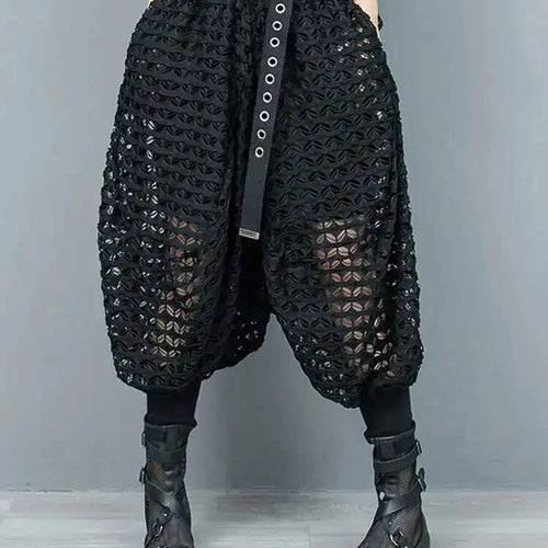 Load image into Gallery viewer, Big Size Mesh T-shirt Wide Leg Pants Two Piece Suit New Round Neck Short Sleeve Women Fashion Spring Summer 2025 1DH6432
