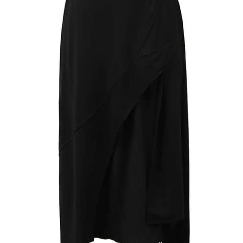 Load image into Gallery viewer, High Elastic Waist Black Irregular Spliced Midi A-line Half-body Skirt Women Fashion Tide New Spring Autumn 2025 1DH5347
