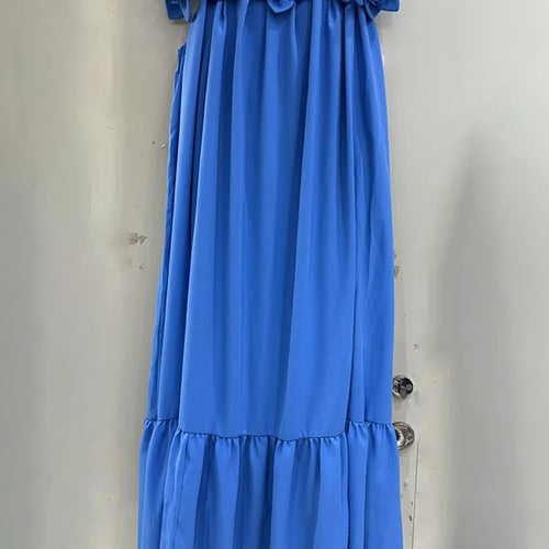 Load image into Gallery viewer, Solid Spliced Appliques Slimming Dresses For Women Slash Neck Sleeveless High Waist Temperament Dress Female New
