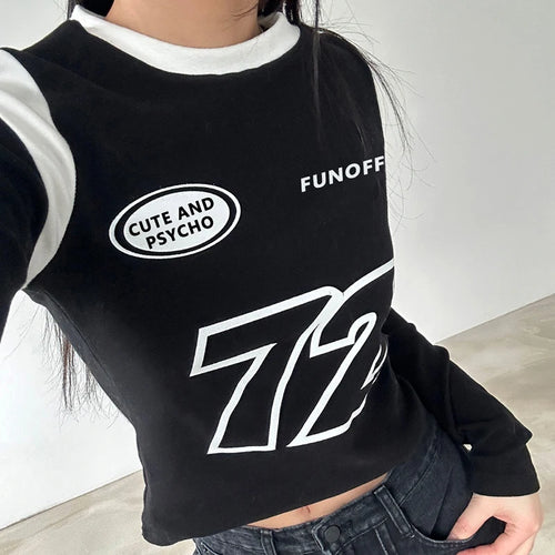 Load image into Gallery viewer, Harajuku Print Long Sleeve Tees Japanese Y2K Casual Autumn T shirt Female Contrast Preppy Style Tops Kawaii Clothing
