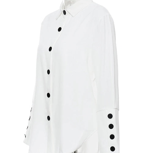 Load image into Gallery viewer, Women Black Bandage Vest Two Piece Blouse New Lapel Long Sleeve Loose Fit Shirt Fashion Tide Spring Autumn 2025 JR675
