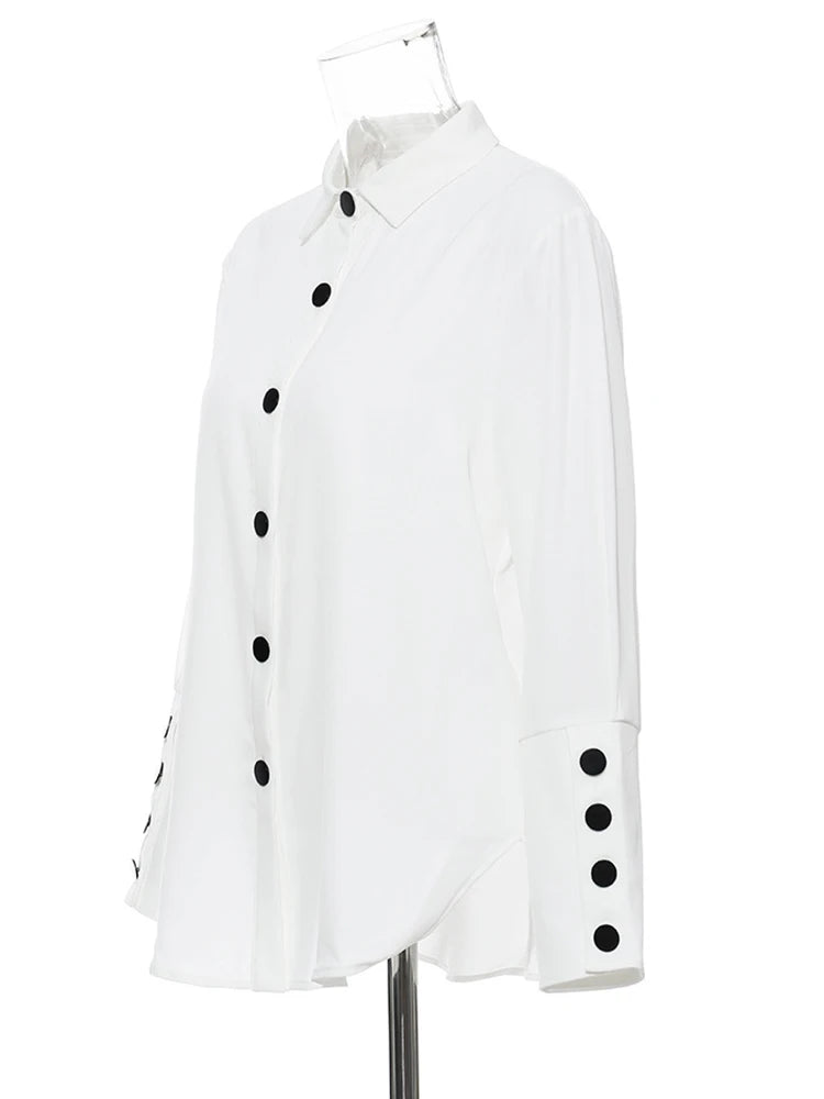 Women Black Bandage Vest Two Piece Blouse New Lapel Long Sleeve Loose Fit Shirt Fashion Tide Spring Autumn 2025 JR675