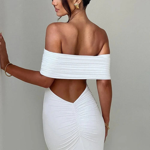 Load image into Gallery viewer, Elegant One Shoulder Backless Elastic Tight Evening Dress Women's Sexy Sleeveless Slim Max Female Vestidos Partywear

