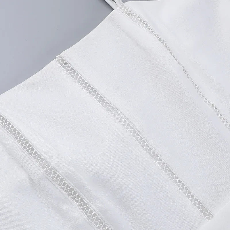 Elegant White Sundress Spaghetti Strap Backless Midi Dress For Women Fashion Sleeveless A-line Loose Long Dress New