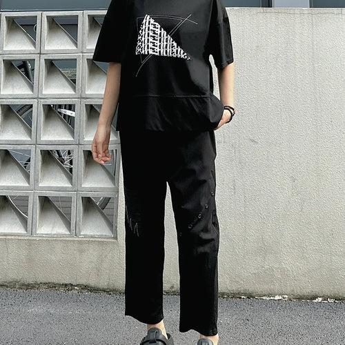 Load image into Gallery viewer, High Elastic Waist Patch Button Splice Harem Calf-Length Pants New Trousers Women Fashion Tide Spring Autumn 2025  1DJ1615
