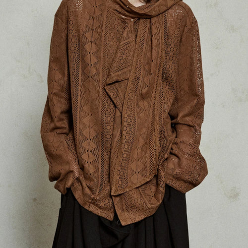 Load image into Gallery viewer, Women Black Lace Hollow Out Big Size Blouse New Bow Collar Long Sleeve Shirt Fashion Tide Spring Autumn 2025  1DJ1179
