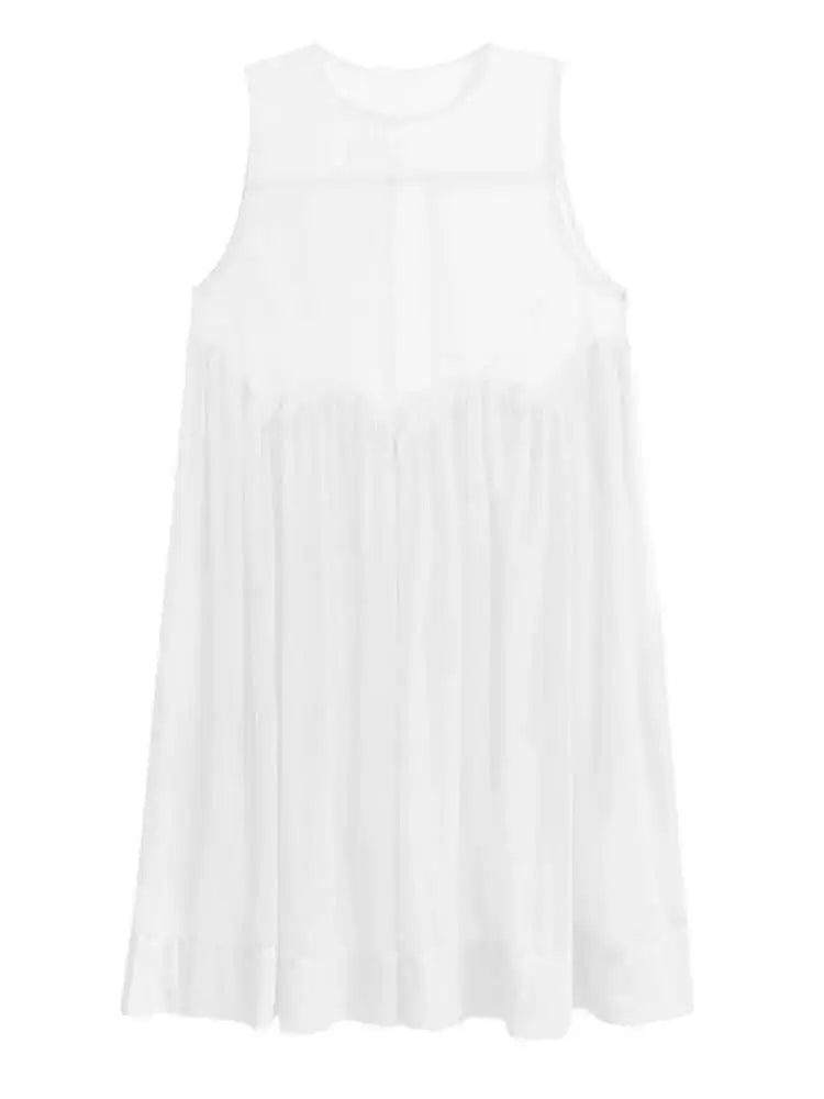 Women Black Big Hem Mesh Big Size Elegant Perspective Dress New Round Neck Sleeveless Fashion Spring Summer 2025 1DH6298