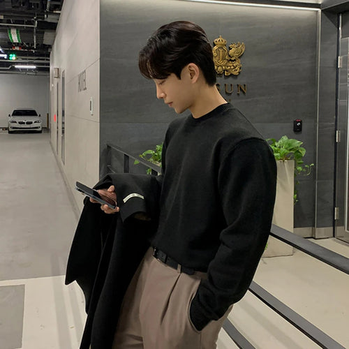 Load image into Gallery viewer, Men&#39;s Swearter New Korean Style Handsome Simple Solid Color Trendy Pullover Long Sleeve Stylish Male Casual Clothing 9W1818
