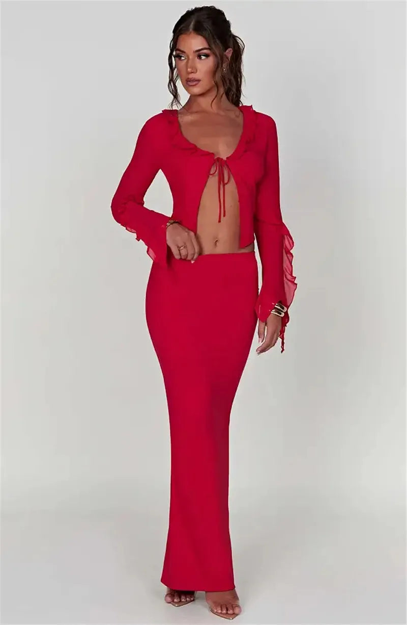 Thickened Fabric Sexy Maxi Skirt Women 2023 Autumn Winter New Solid High Waist Skinny Club Party Long Skirt Elegant