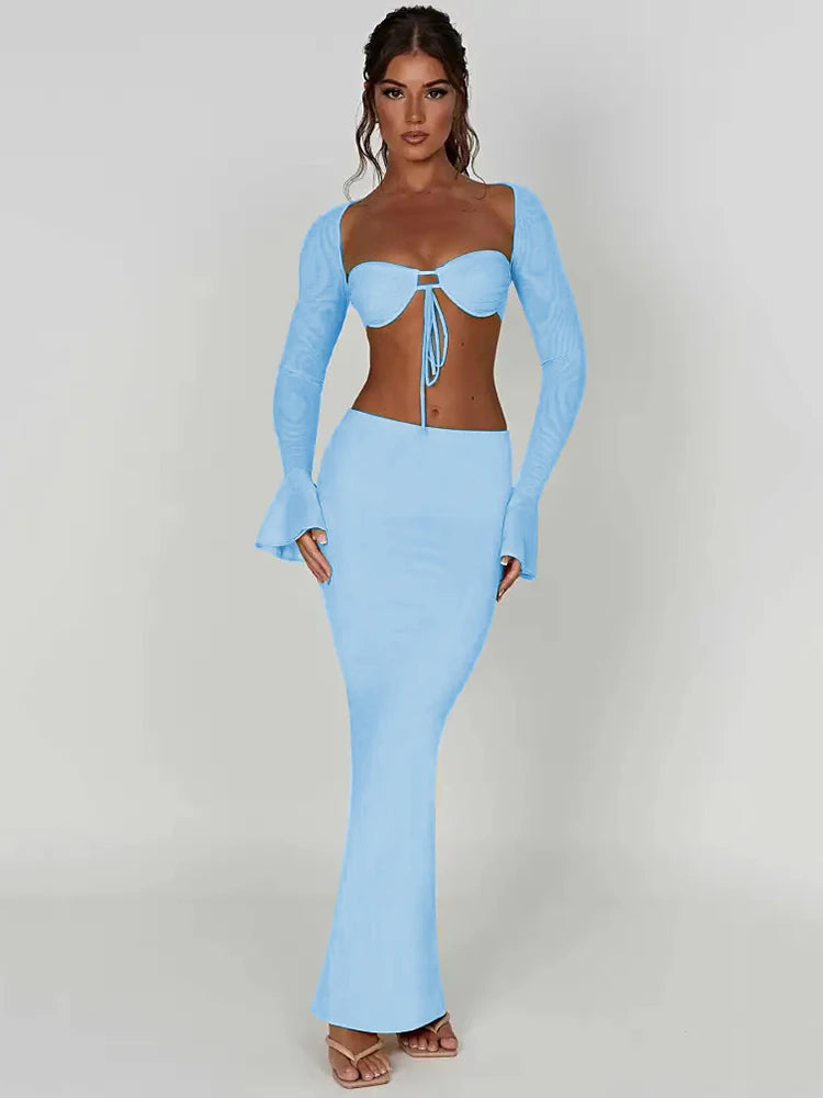 Thickened Fabric Sexy Maxi Skirt Women 2023 Autumn Winter New Solid High Waist Skinny Club Party Long Skirt Elegant