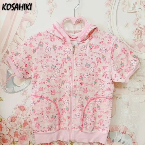 Load image into Gallery viewer, Japanese Kawaii Cartoon Printing Coat 2025 Women Caual Loose Cute Hooded Jacket Y2k Aesthetic Girls Sweet Grunge Summer Outwear
