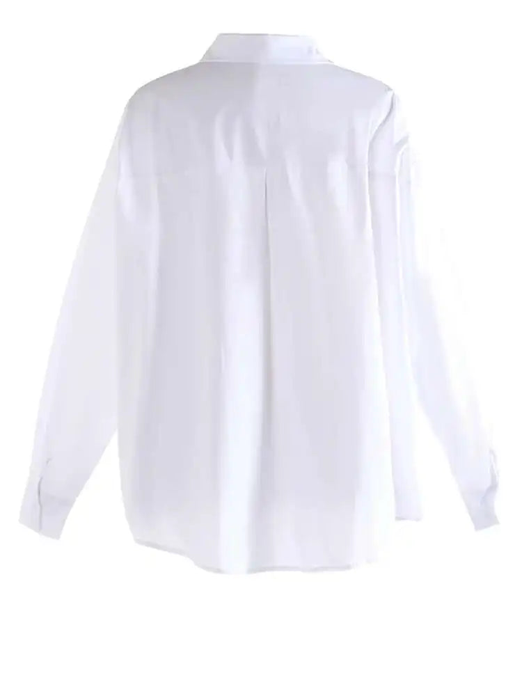 Women White Three-Dimensional Butterfly Bow Big Size Blouse New Lapel Long Sleeve Shirt Fashion Spring Autumn 2025 1DJ0005