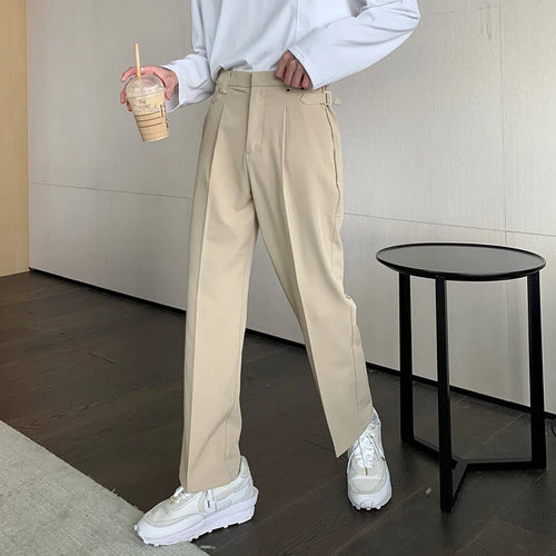 Load image into Gallery viewer, Korean Style Men Suit Pants Casual Pleated Droop Solid Color Elastic Waist Straight Leg Male Trousers Autumn Simple 9C6891
