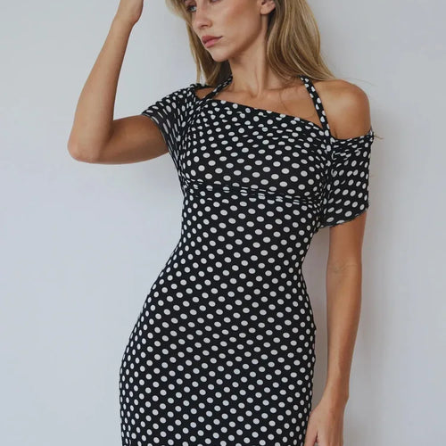 Load image into Gallery viewer, Elegant Sleeveless Hanging Collar One Shoulder Dress Women Sexy Backless Bodycon Slit Dress Party Holiday Beach Vestido
