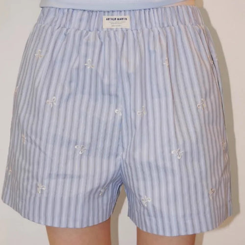 Load image into Gallery viewer, Korean Shorts Women 2024 New Bottoms Streetwear Casual Embroidery Bow Sweet Short Femme Cotton Pants Pantalones Cortos De Mujer
