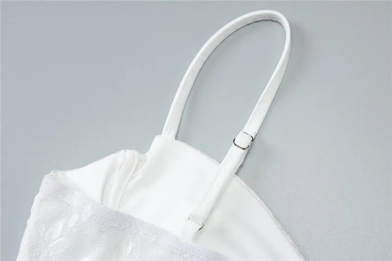 Lace Sexy Two Piece Sets Women Spaghetti Strap Sleeveless Crop Tops And Long Skirt Matching Sets Elegant Club Sets