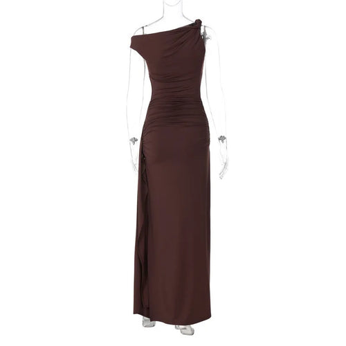 Load image into Gallery viewer, Oblique Shoulder Backless Sexy Maxi Dress For Women Fashion Off-shoulder Sleeveless High Waist Bodycon Club Long Dress
