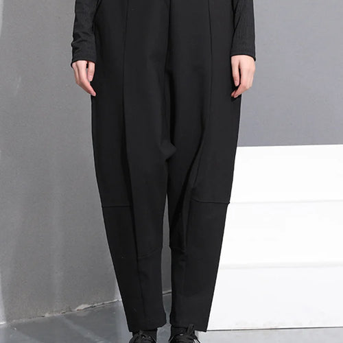 Load image into Gallery viewer, High Elastic Waist Black Pocket Thick Patchwork  Harem Pants New Trousers Women Fashion Tide Spring Autumn 2025 SA155
