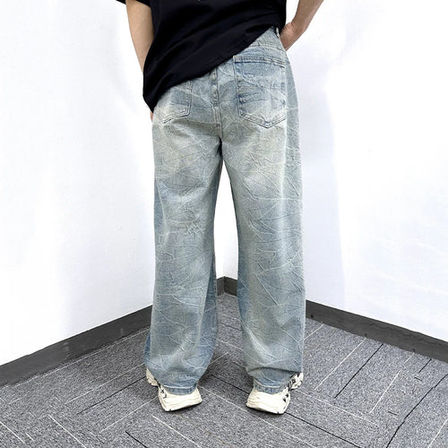 Load image into Gallery viewer, Men&#39;s Jeans Spring American Style New Washed Worn-out Lightning Pattern Design Gradient Color Stylish Male Trousers 9W1865
