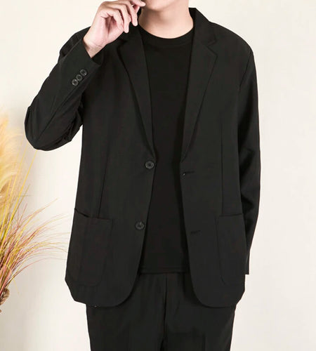 Korean Style Men's Blazers Shoulder Padded Design Busniess Casual Solid Color Single Breasted Lapel Male Suit Coats 9W1228