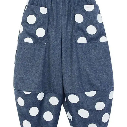 Load image into Gallery viewer, High Elastic Waist Blue Dot Printed Denim Casual Harem Pants New Trousers Women Fashion Tide Spring Autumn 2025 1DJ0083
