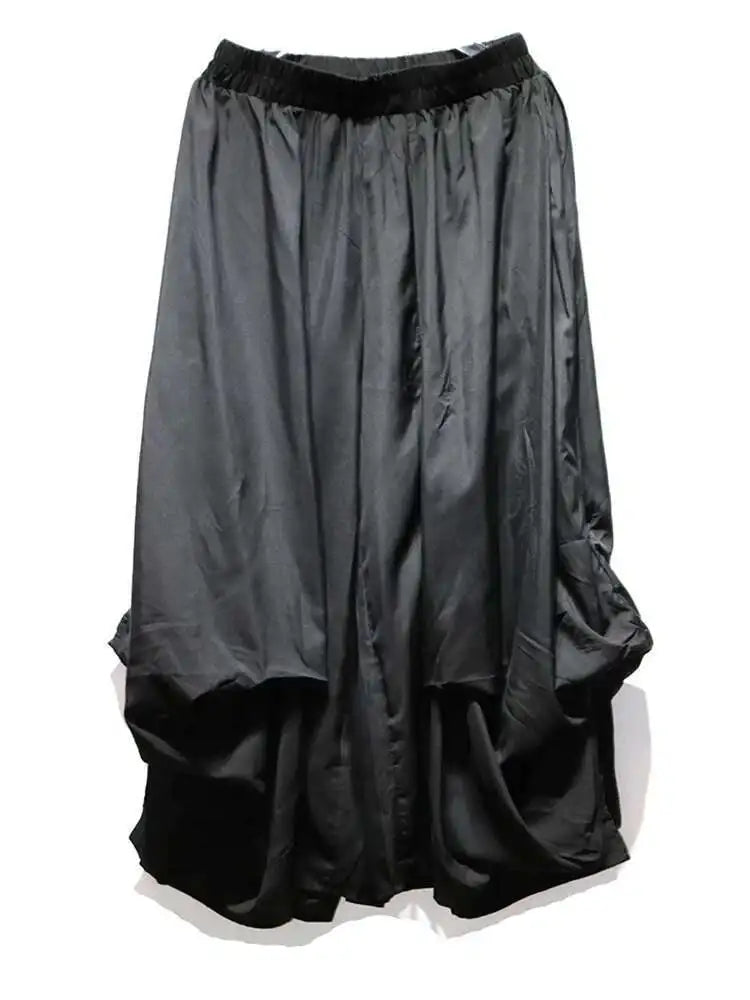 High Elastic Waist Black Brief Pleated Long Wide Leg Pants New Trousers Women Fashion Tide Spring Autumn 2025 1DJ0224